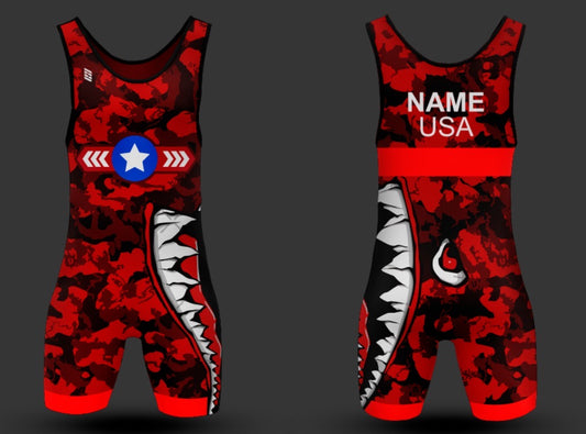 USA Warface Red Wrestling Singlet