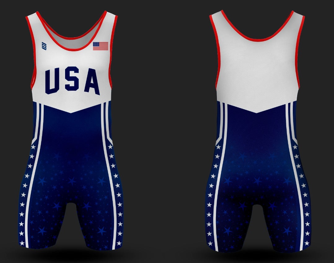 Usa Blue  Stars Wrestling Singlet