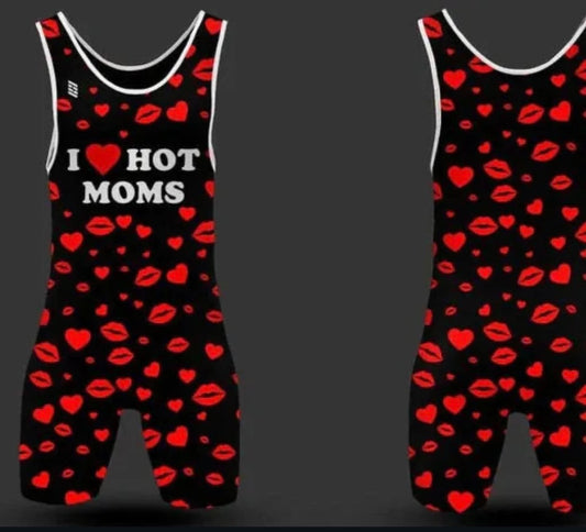 I Heart Hot Mom Black / Red Singlet